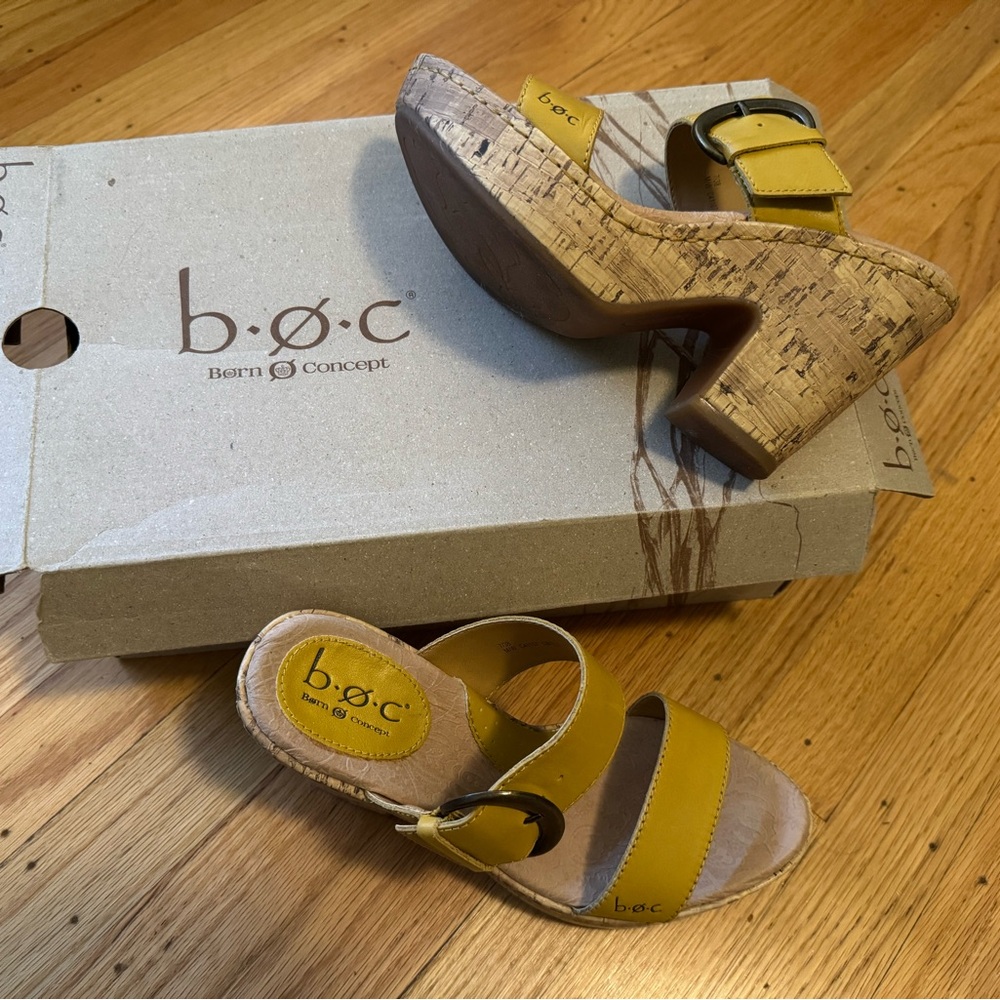 b.o.c. Yellow Wedge Sandals